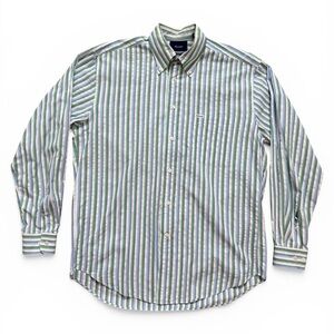 Faconnable Green & Blue Stripe Button Down Shirt